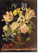 Floral, beautiful classical still life of flowers.030 unknow artist